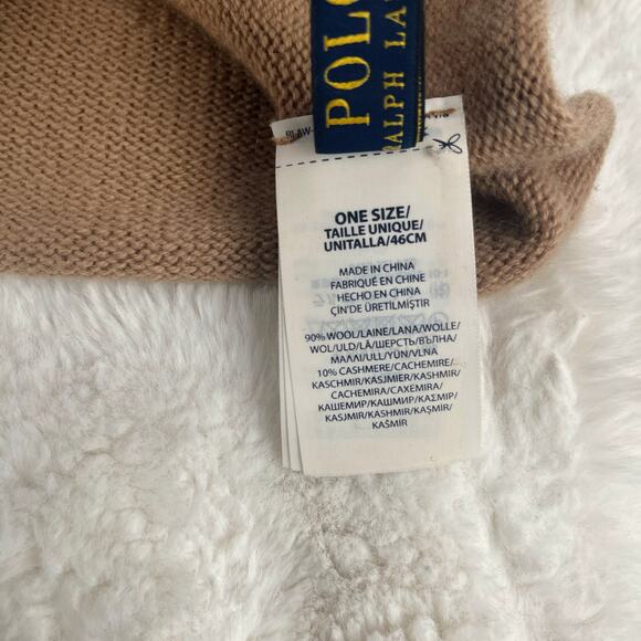 Polo Ralph Lauren Rolled Hem Wool Cashmere Beanie Hat Womens Knit Headwear - Picture 5 of 16